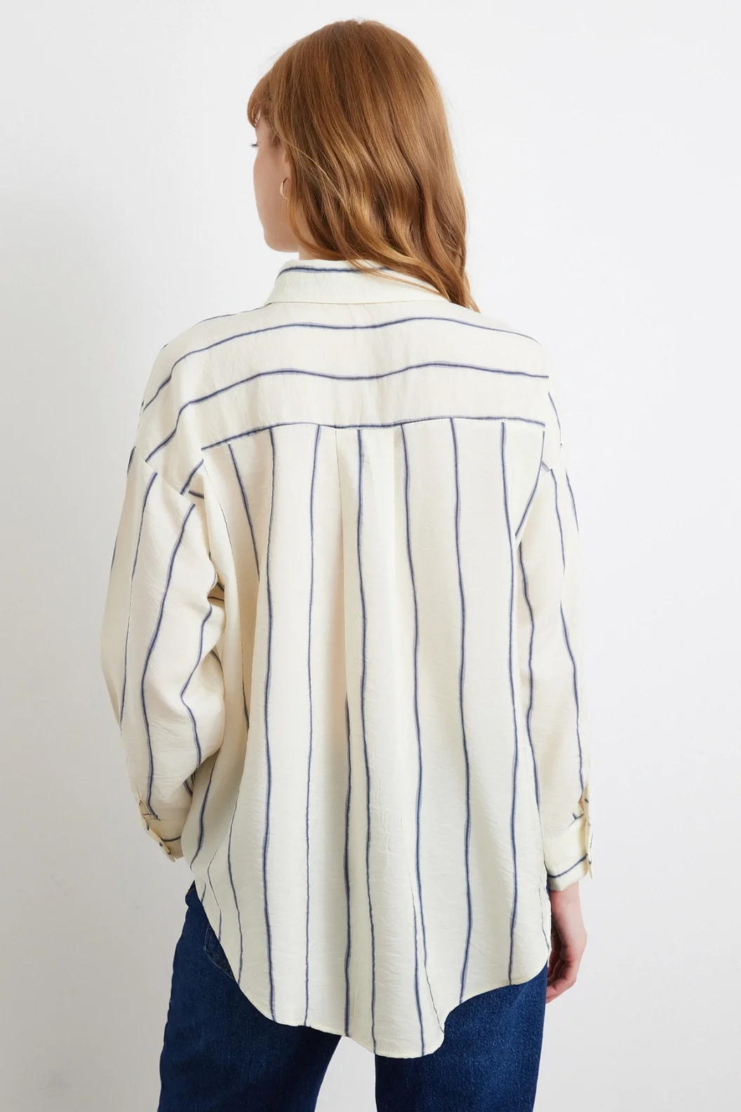 Çizgili Modal Gömlek İndigo