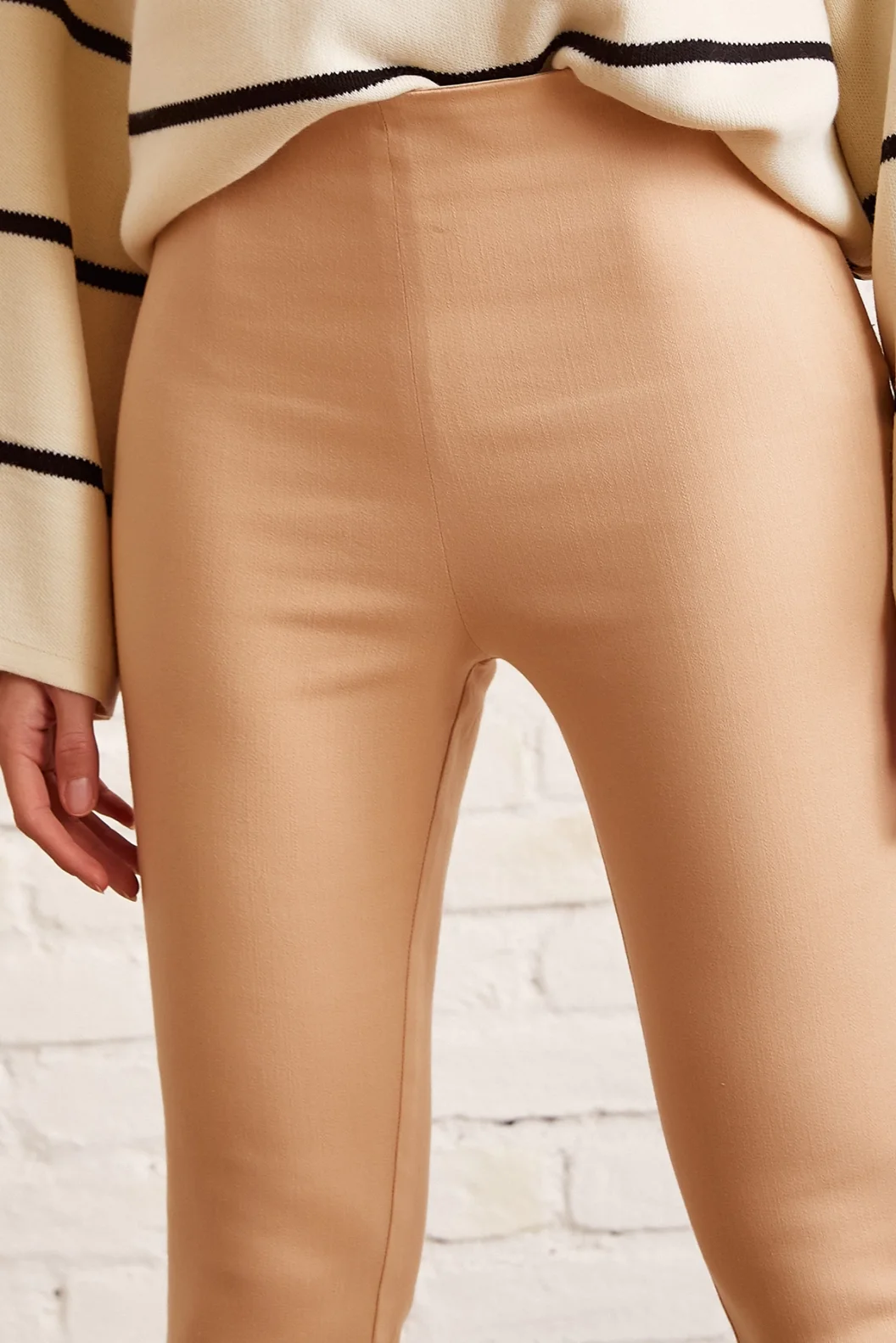 Reißverschluss-Leggings Beige