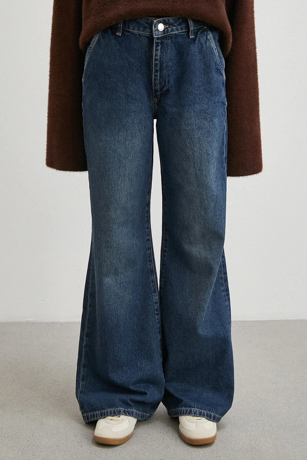 Yüksek Bel Flare Jean Lacivert