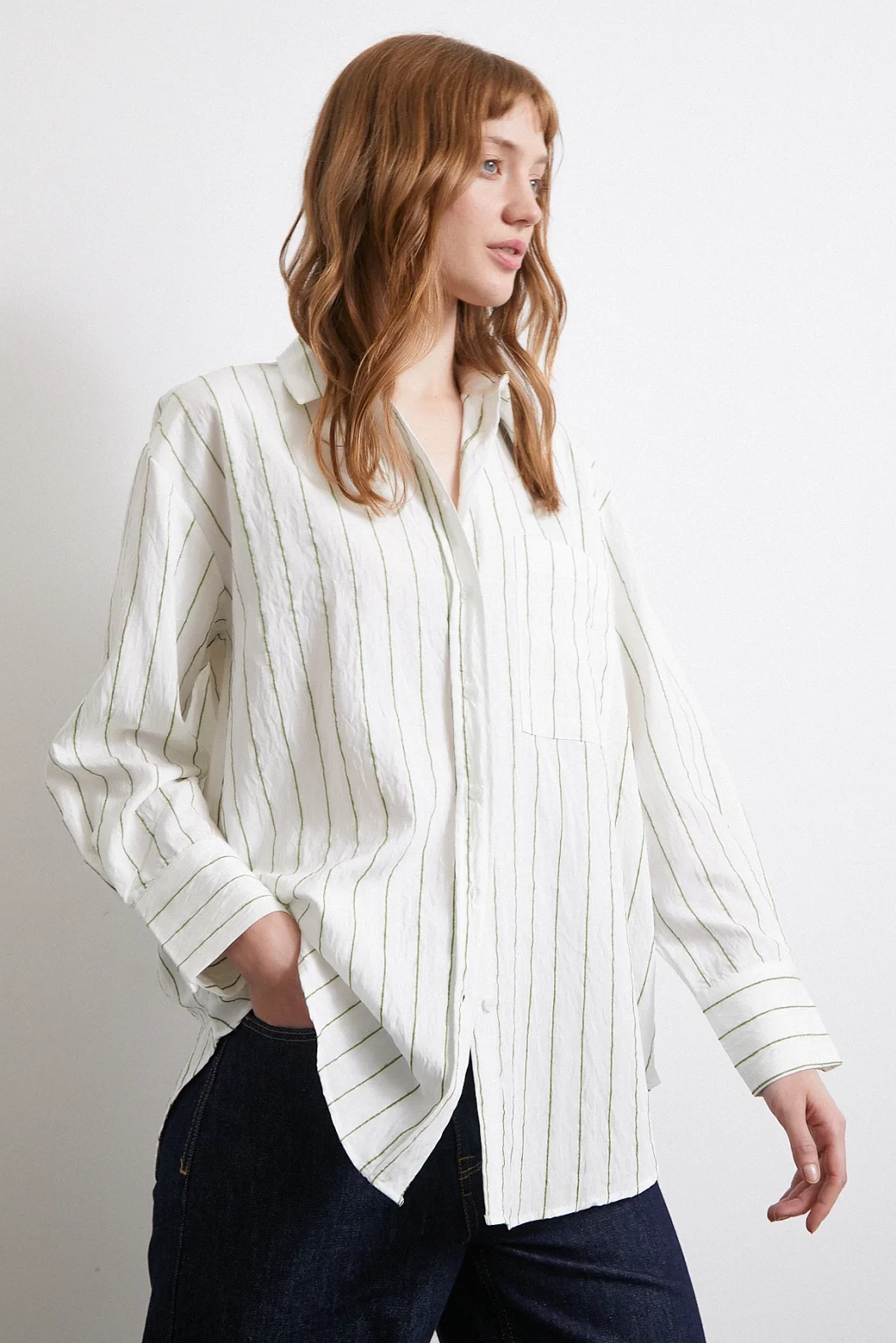 Gestreiftes Hemd in Khaki