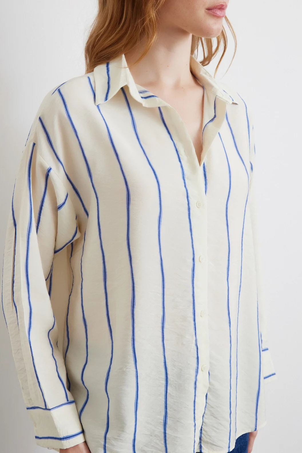 Çizgili Modal Gömlek Saks