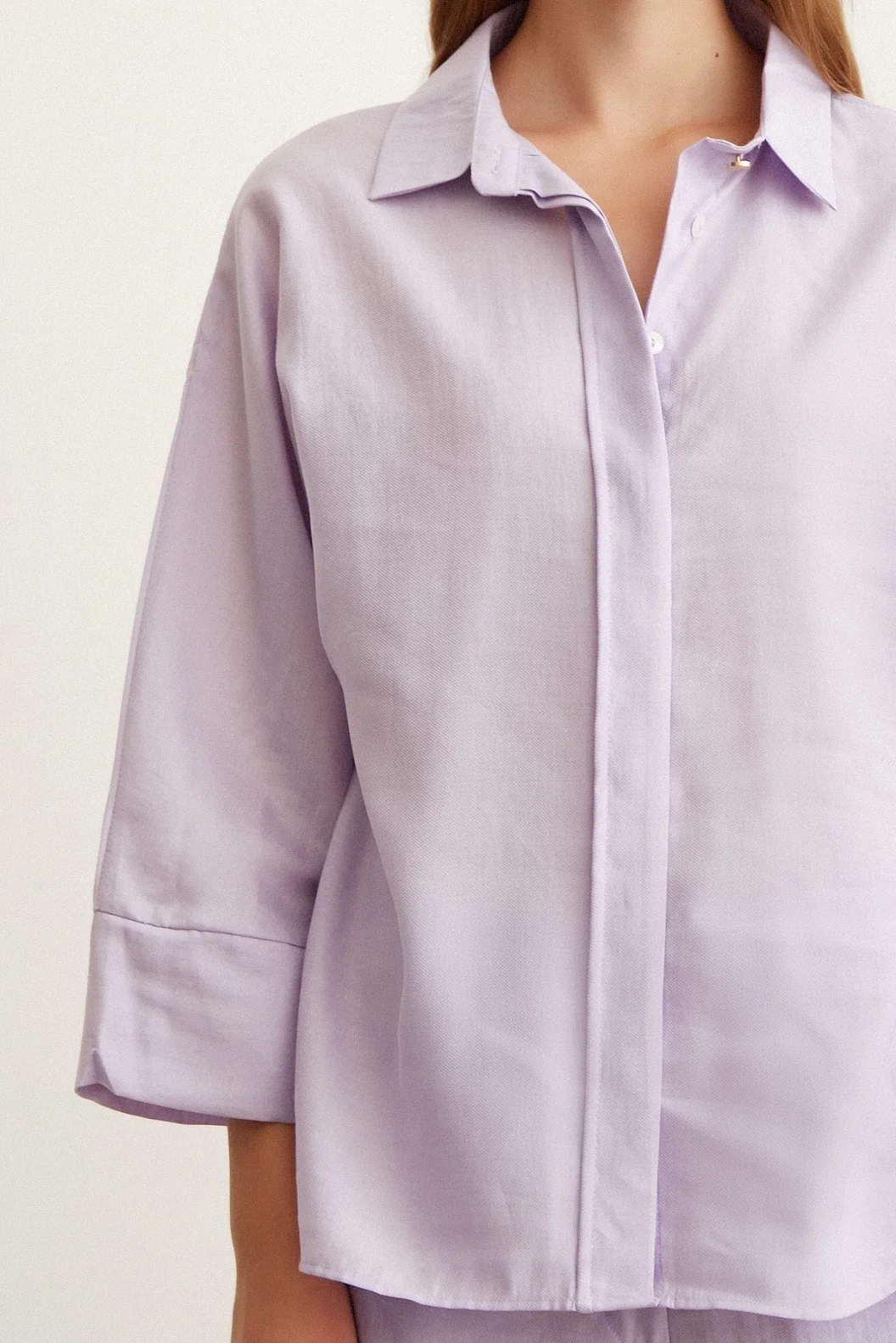 Bat Sleeve Linen Shirt Lilac