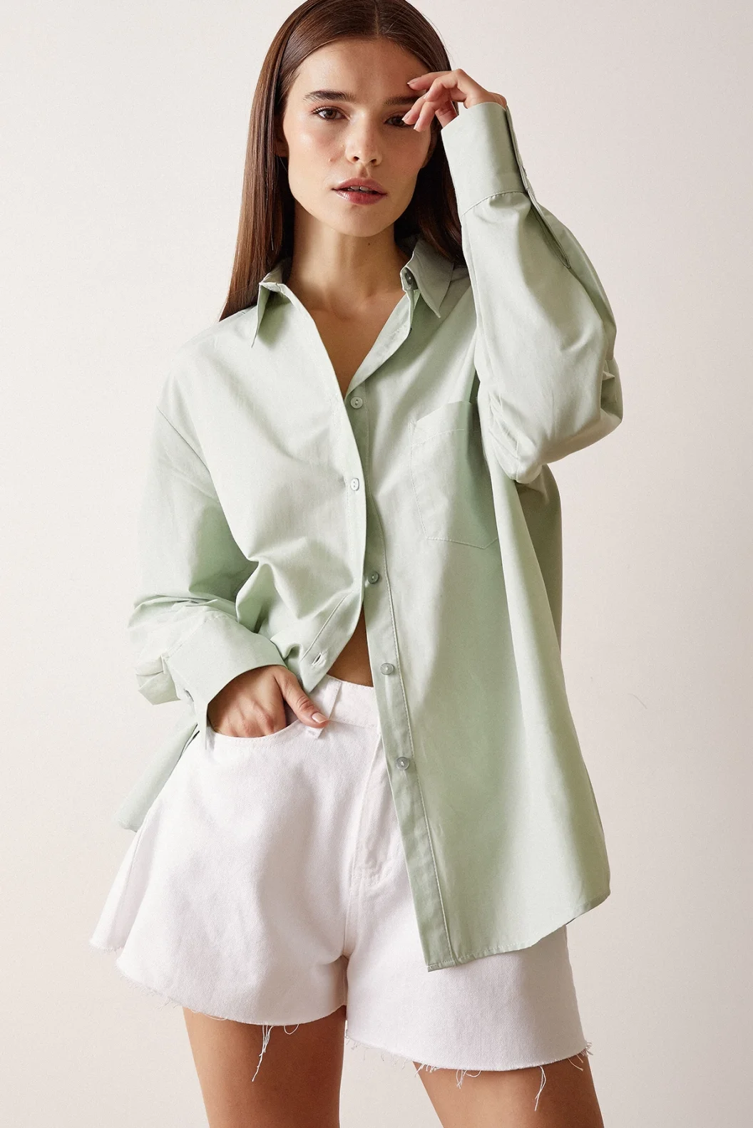 Pamuk Klasik Gömlek Mint