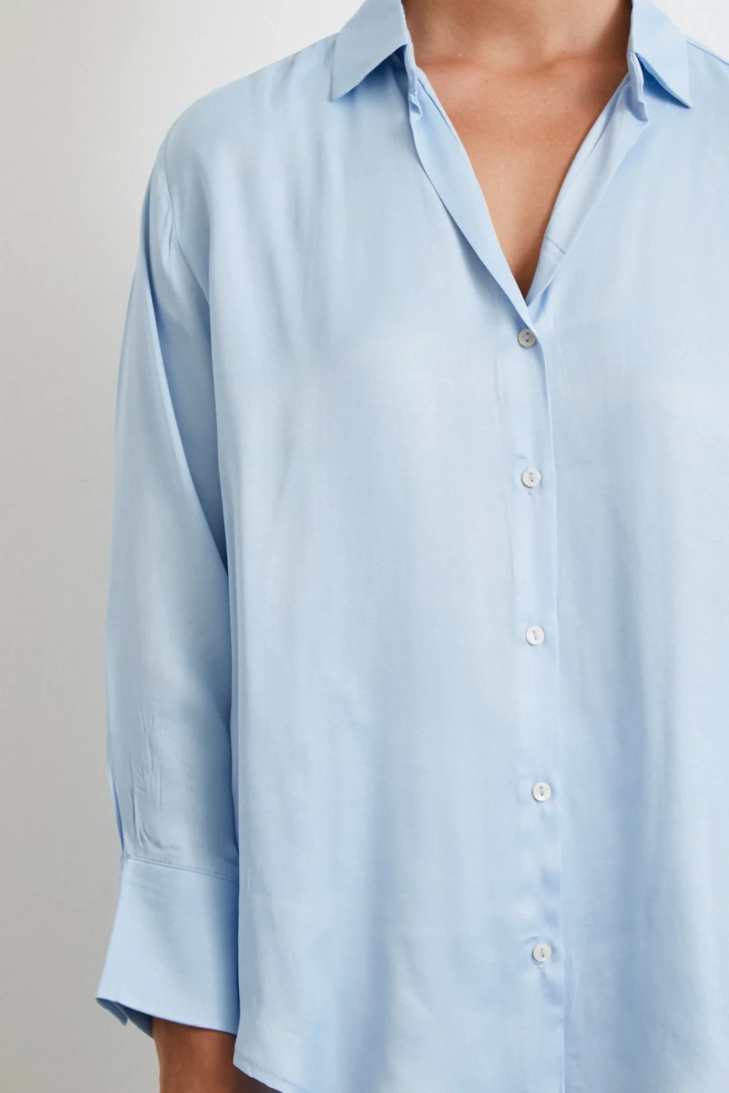 Viskon Saten Gömlek Mavi