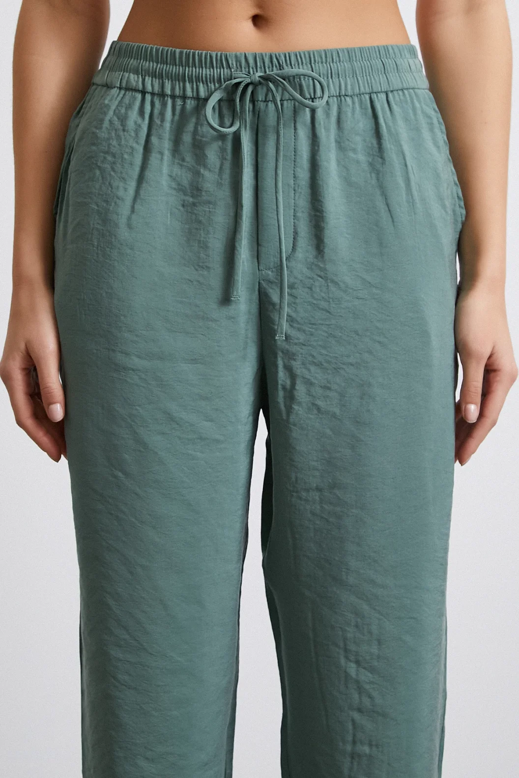 Elastischer Taillenbund, Gesäßtaschen, Bequeme Hose Khaki