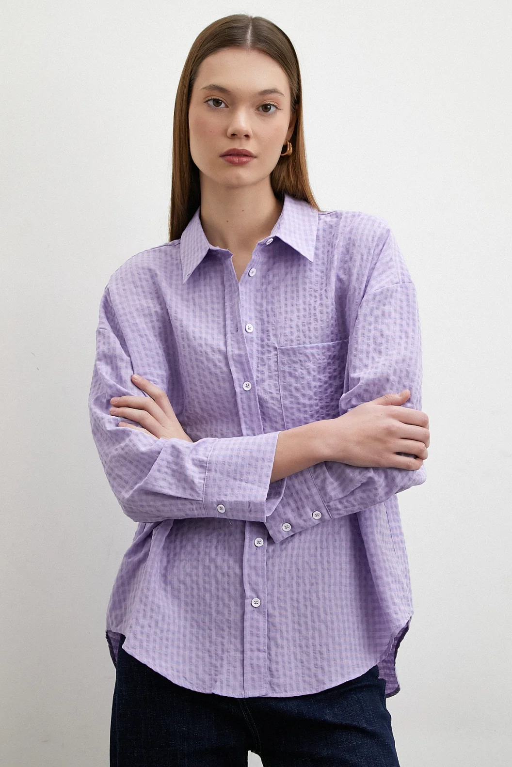 Waffelmuster Hemd Lila