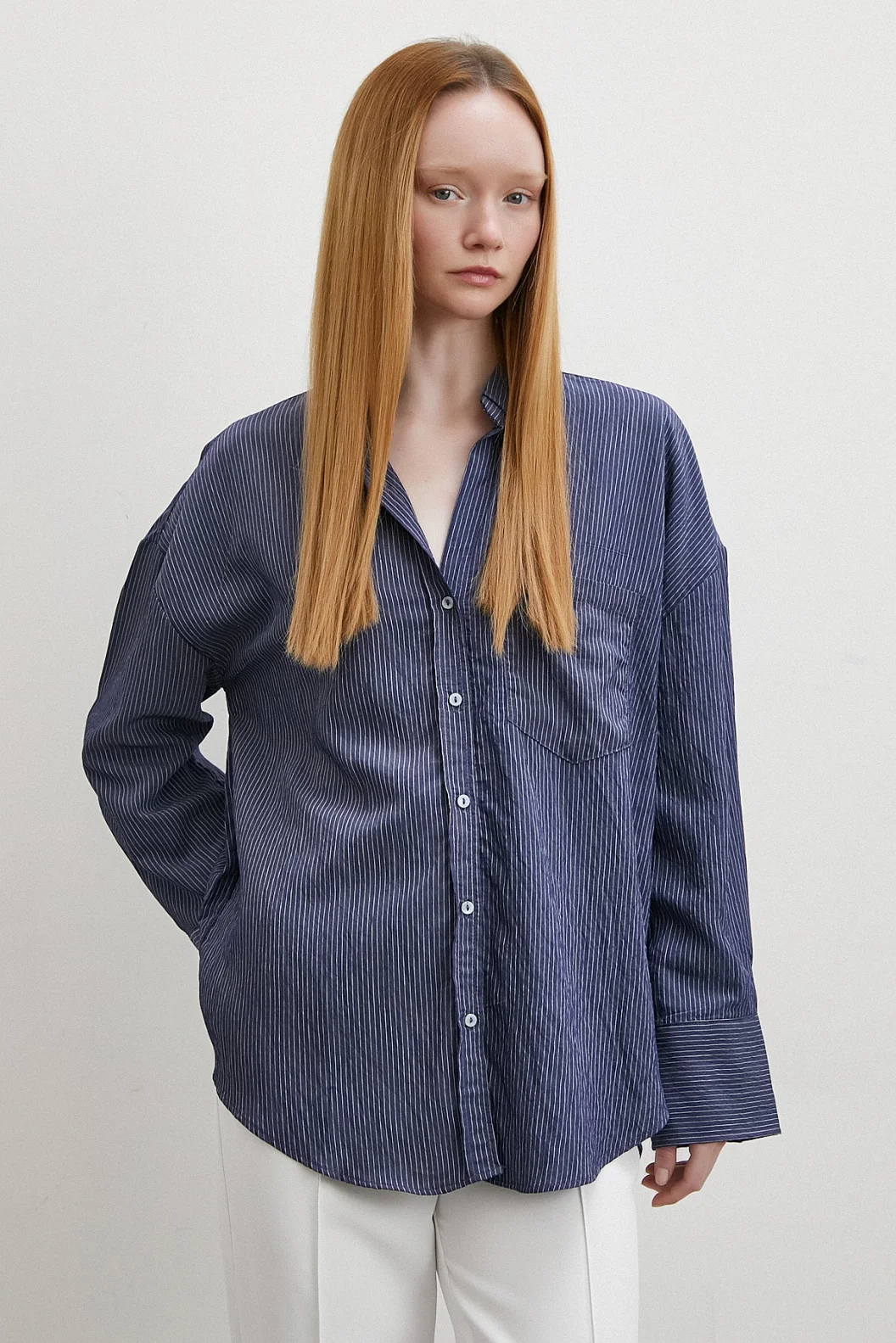 Handy Gestreiftes Hemd Marineblau