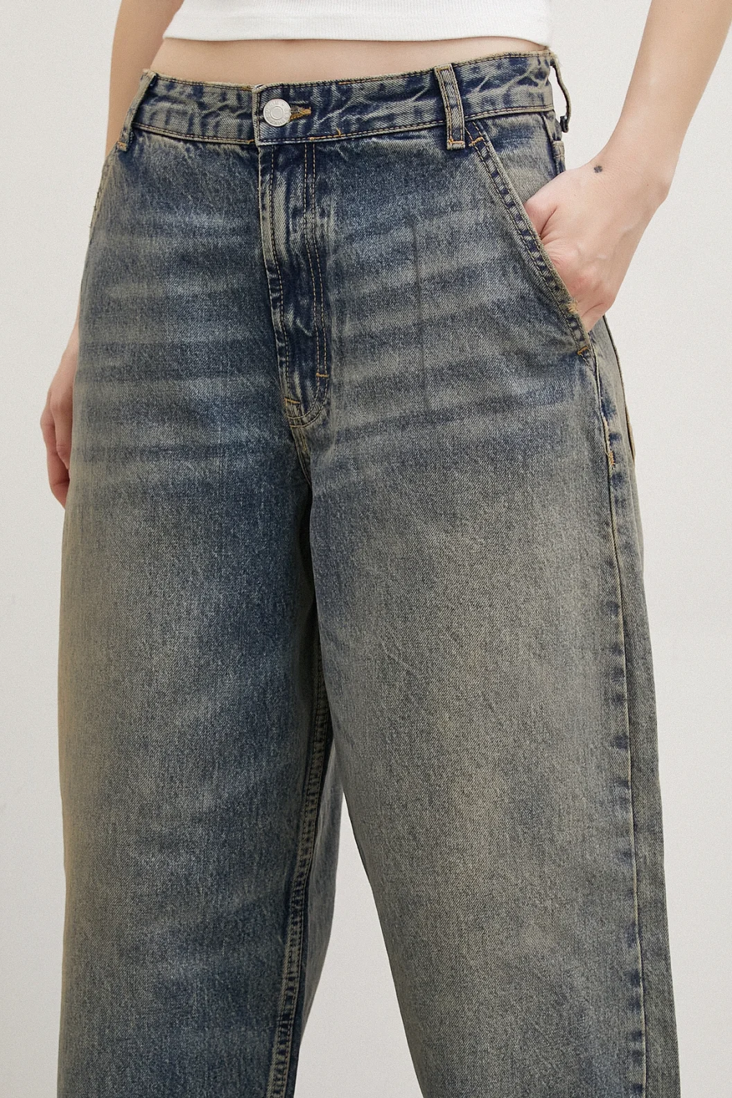High Waist Baggy Jeans Navy