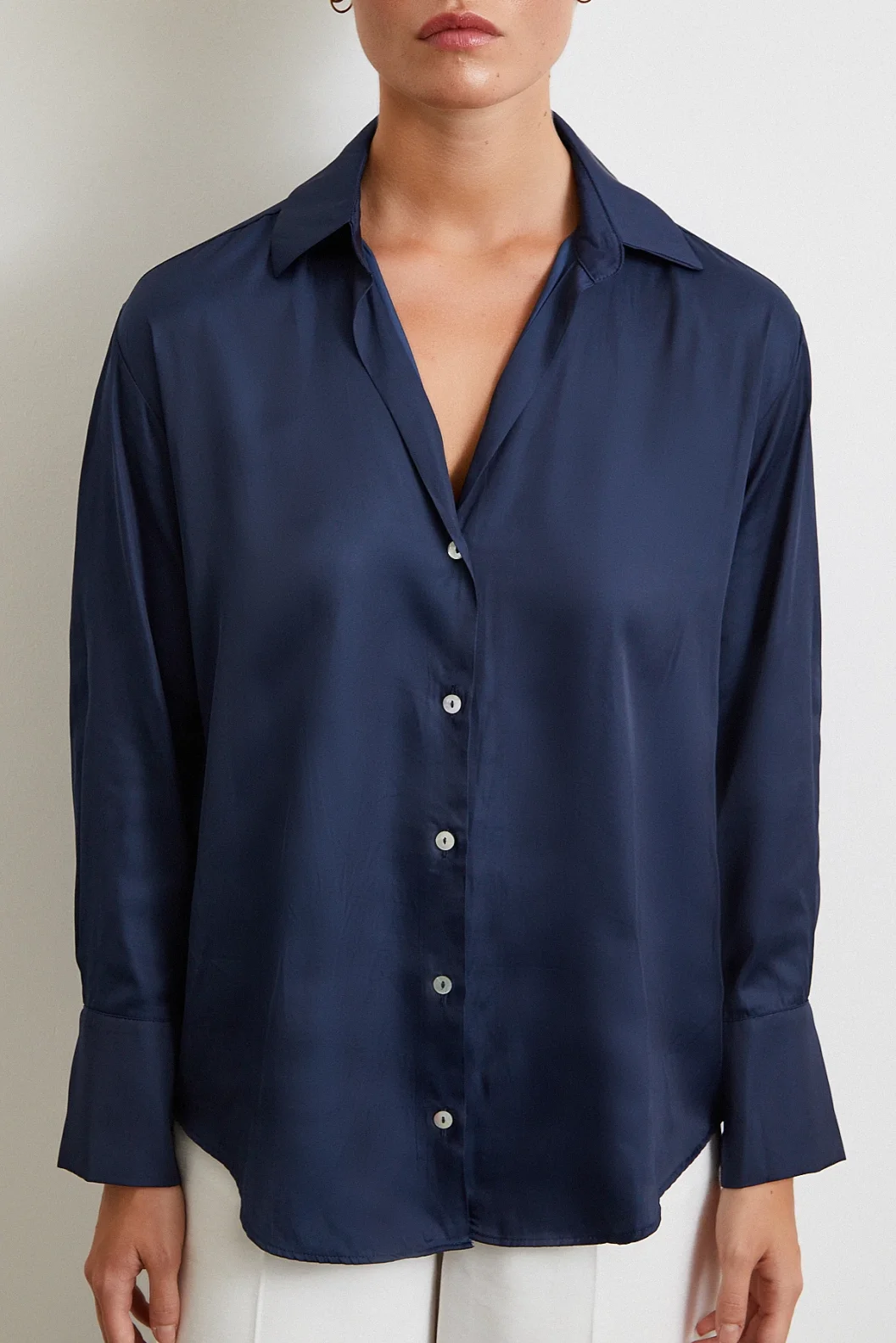 Diagonal Desen Gömlek Lacivert