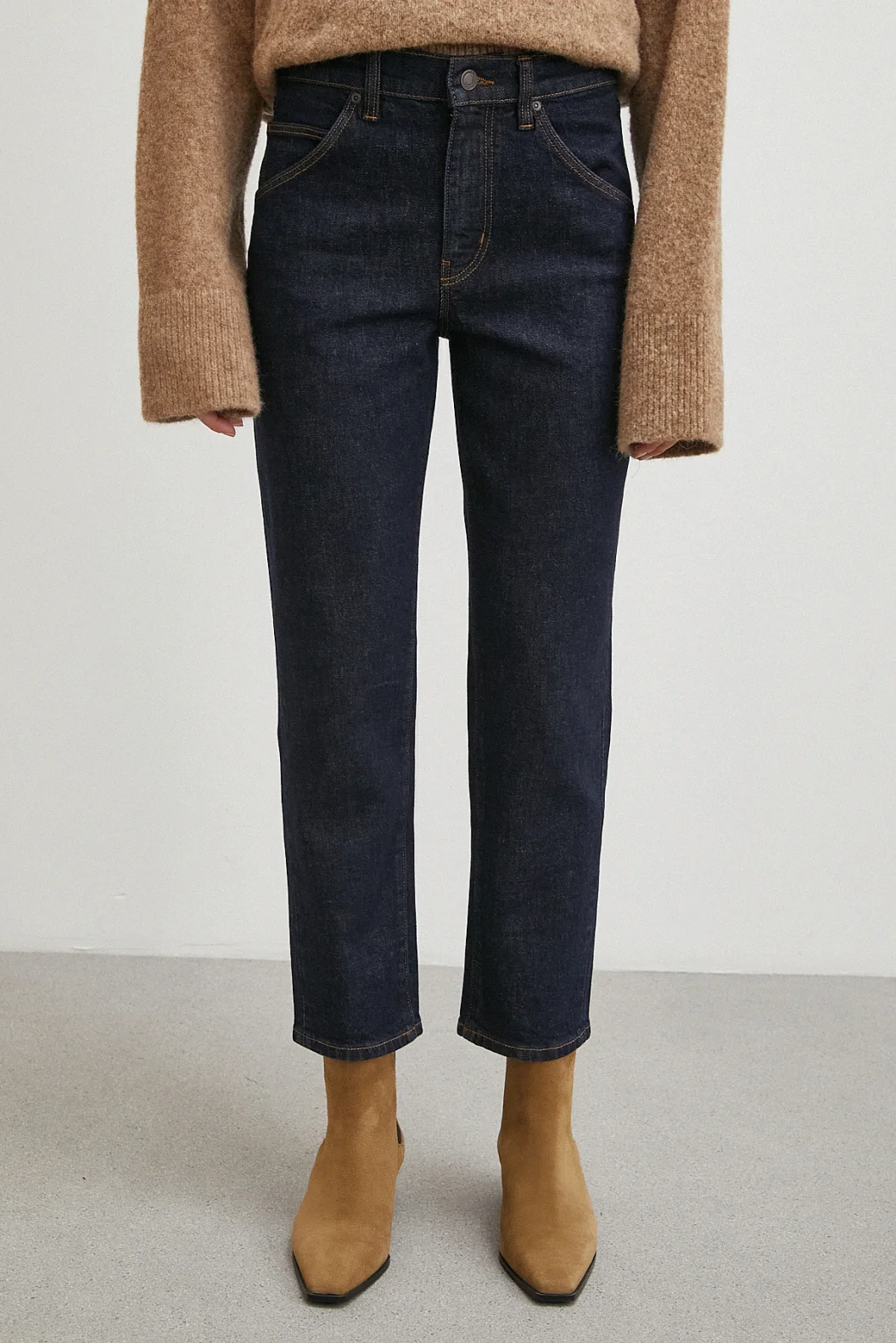 Yüksek Bel Dar Paça Jean Lacivert