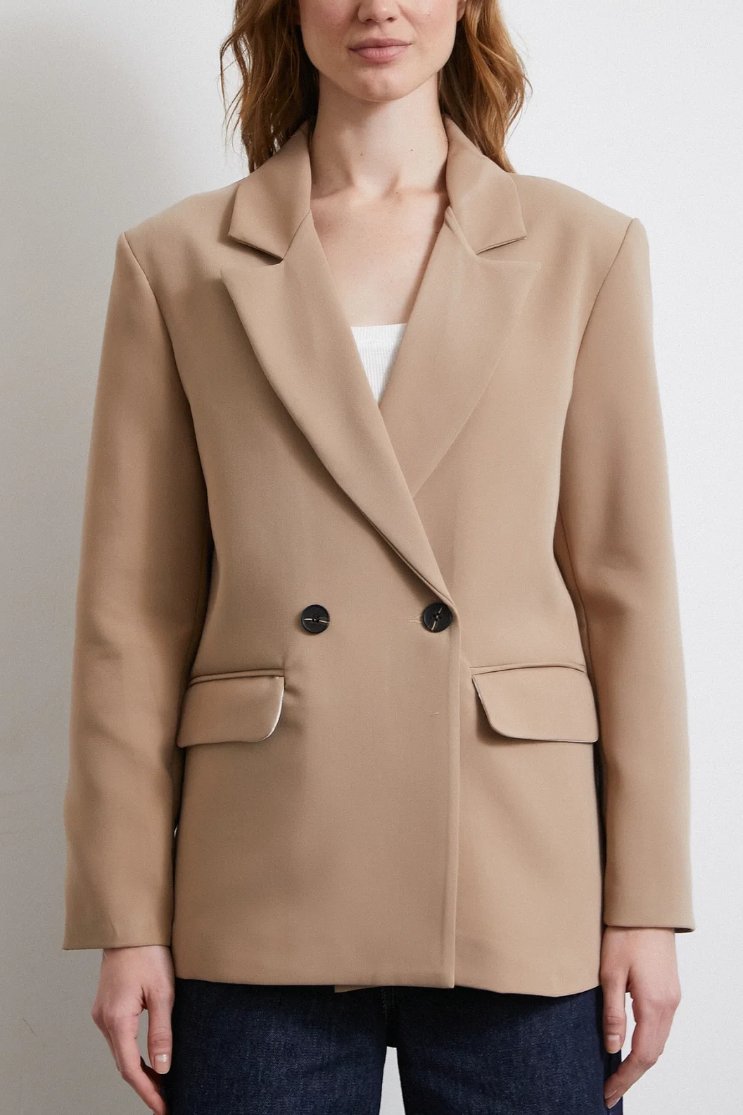 Klasik Poliviskon Ceket Bej