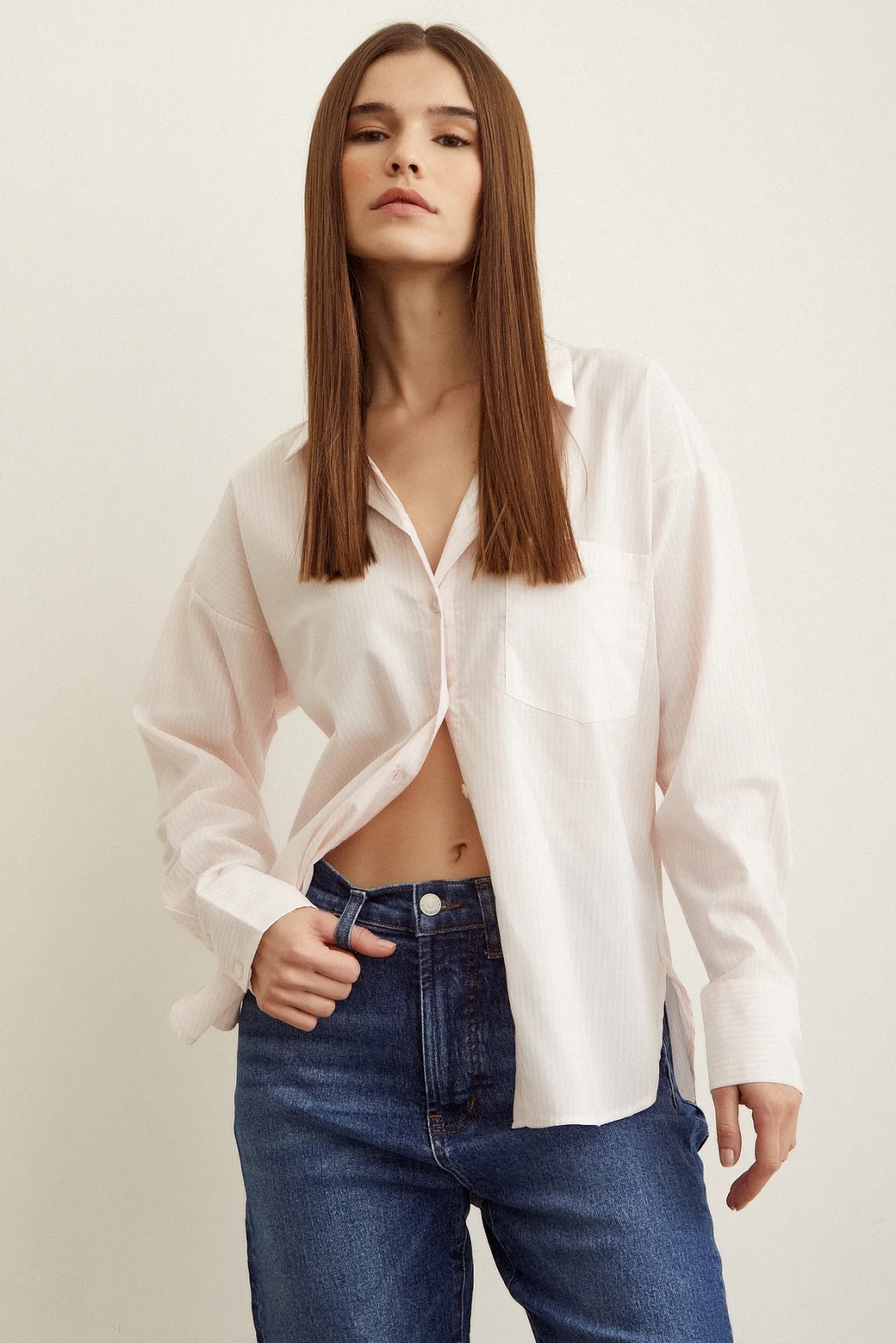 Gestreiftes Hemd Puder