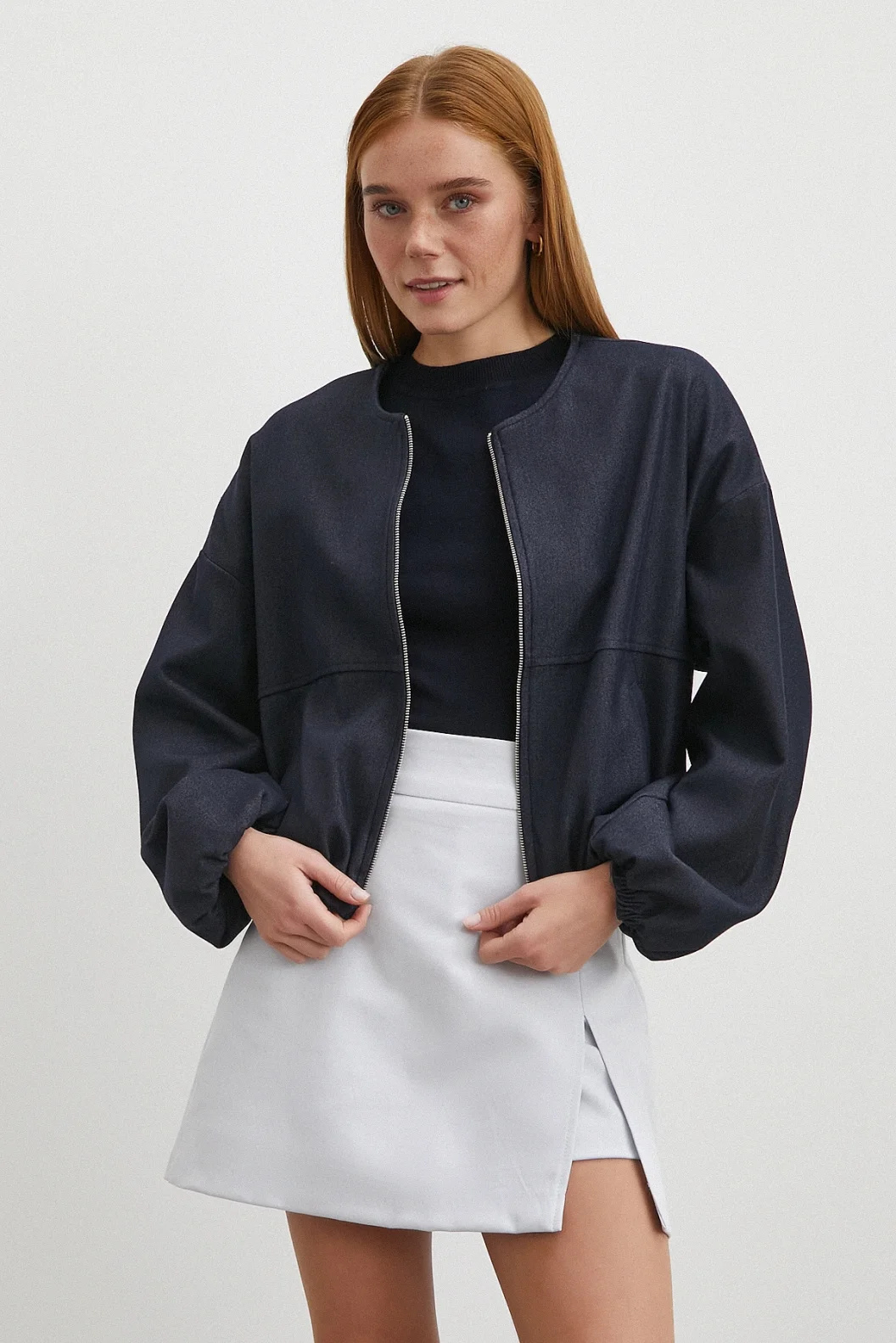 Yırtmaçlı Şort Etek Mavi