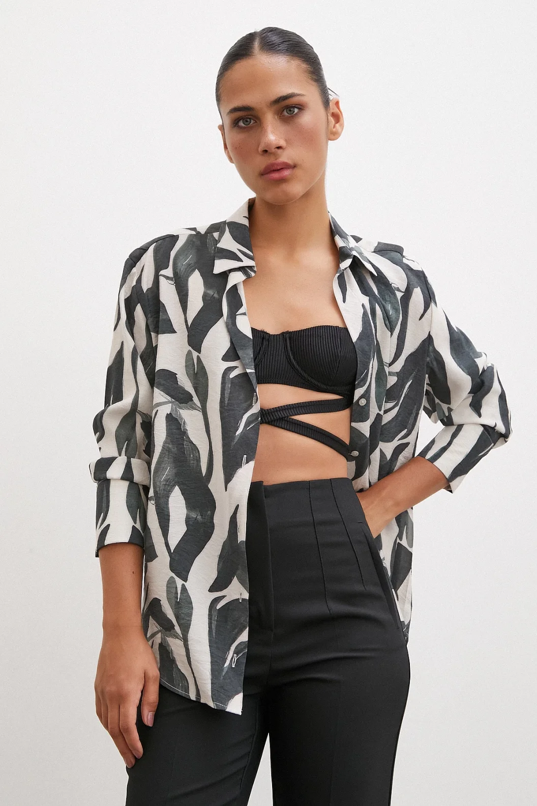 Bedrucktes Modaleshemd Khaki