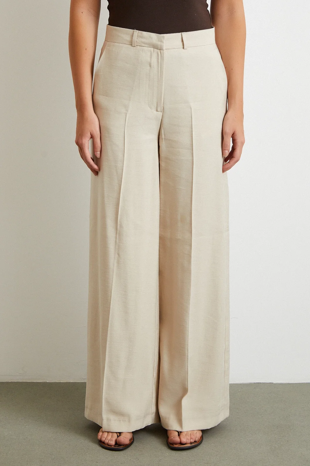 Geniş Paça Palazzo Pantolon Taş