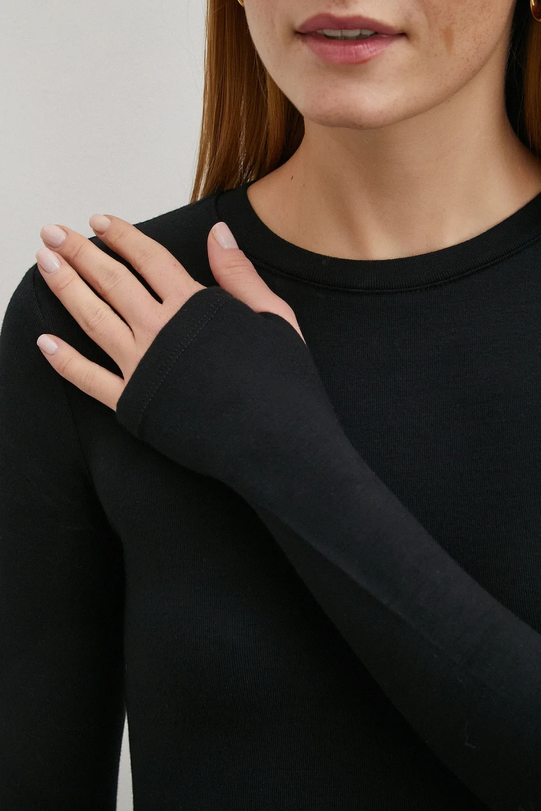 Kol Yırtmaçlı Bluz Siyah