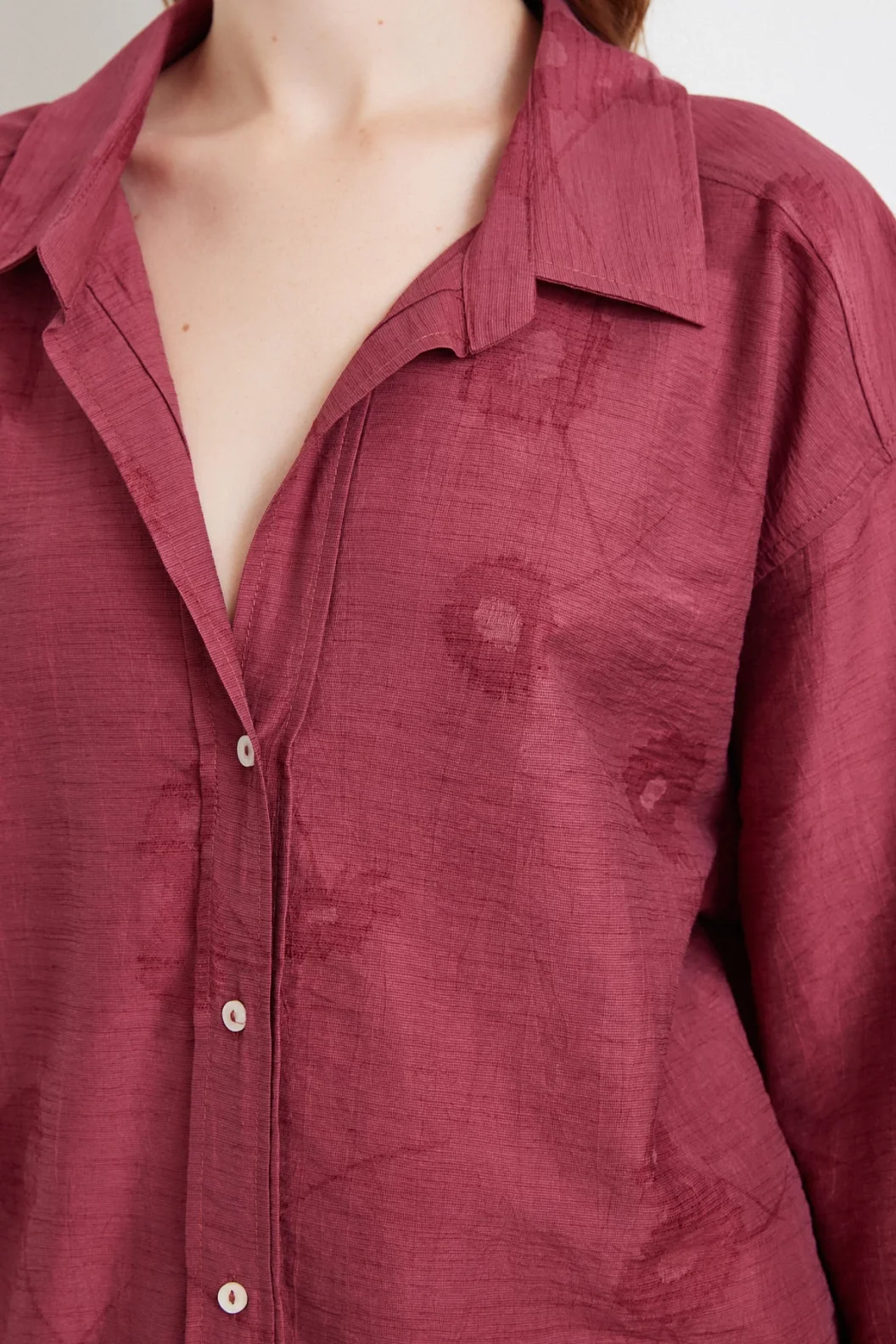 Fakir Kol Oversize Gömlek Bordo