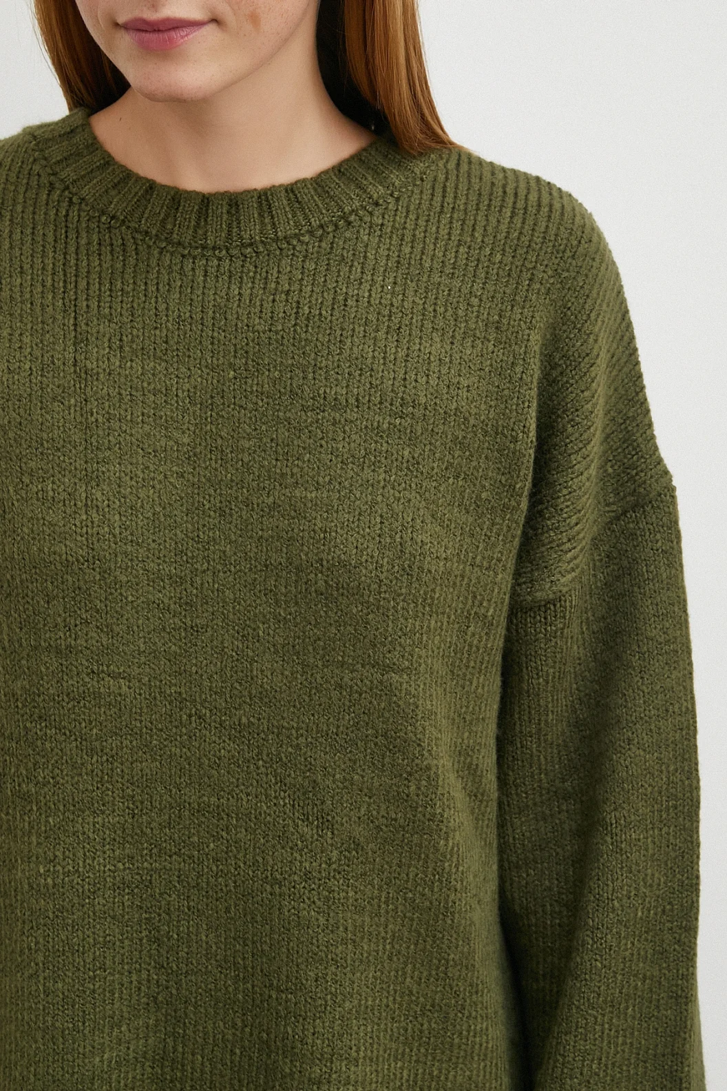 Bisiklet Yaka Fitilli Triko Kazak Haki