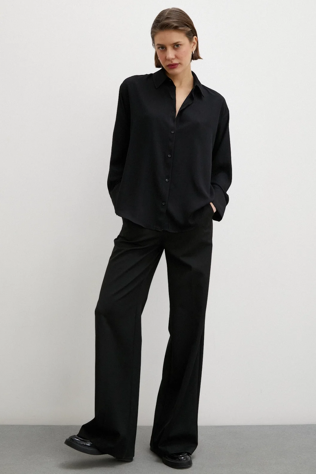Viscose Satin Shirt Black