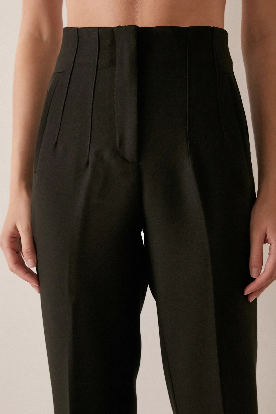 Skinny Fabric Pants Black