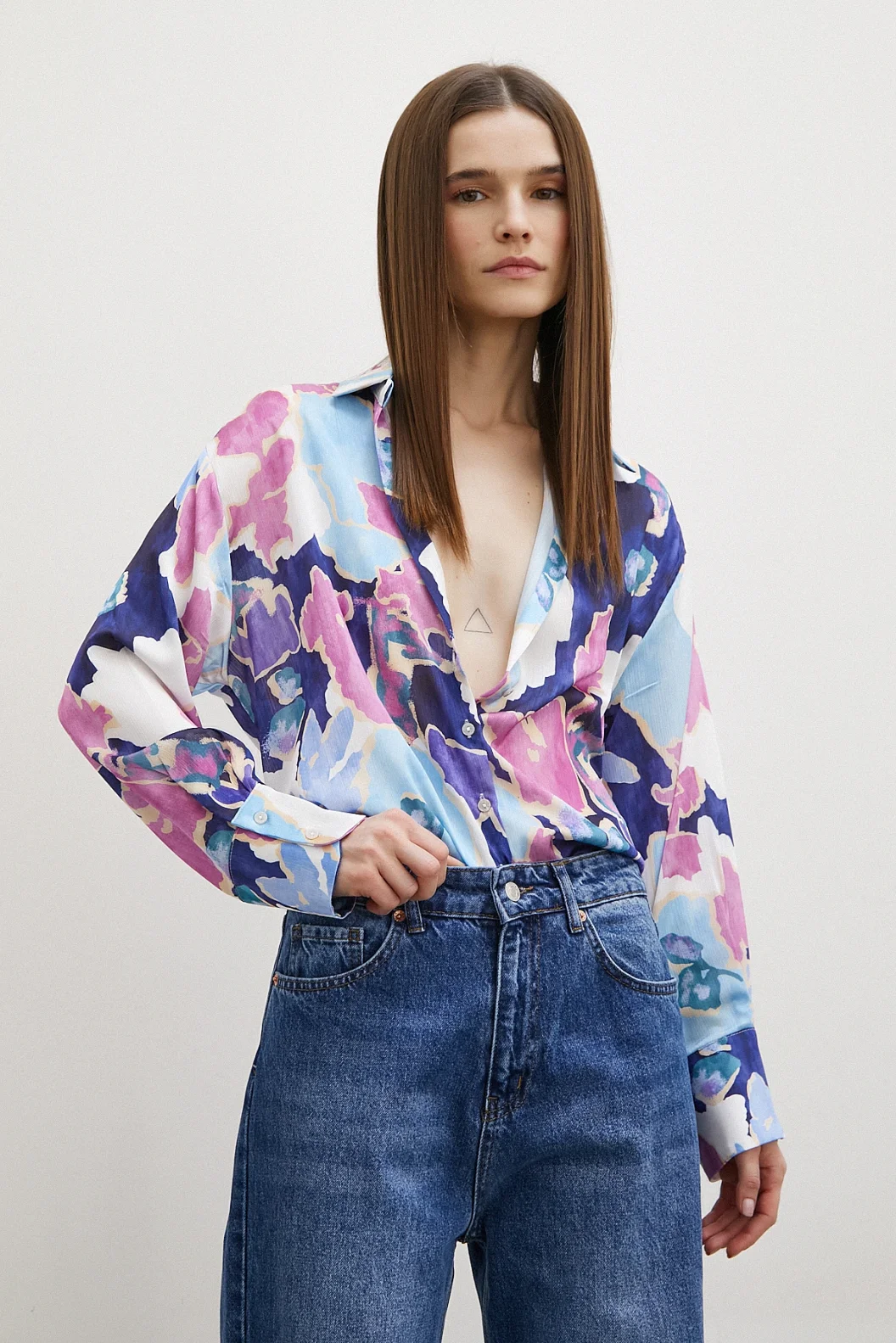 Patterned Waffle Shirt Navy