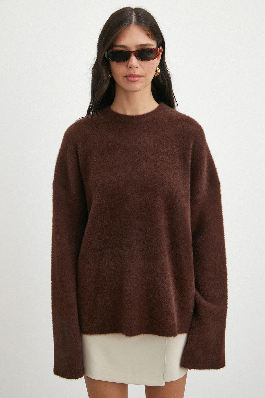 Bisiklet Yaka T Kol Kazak Kahve