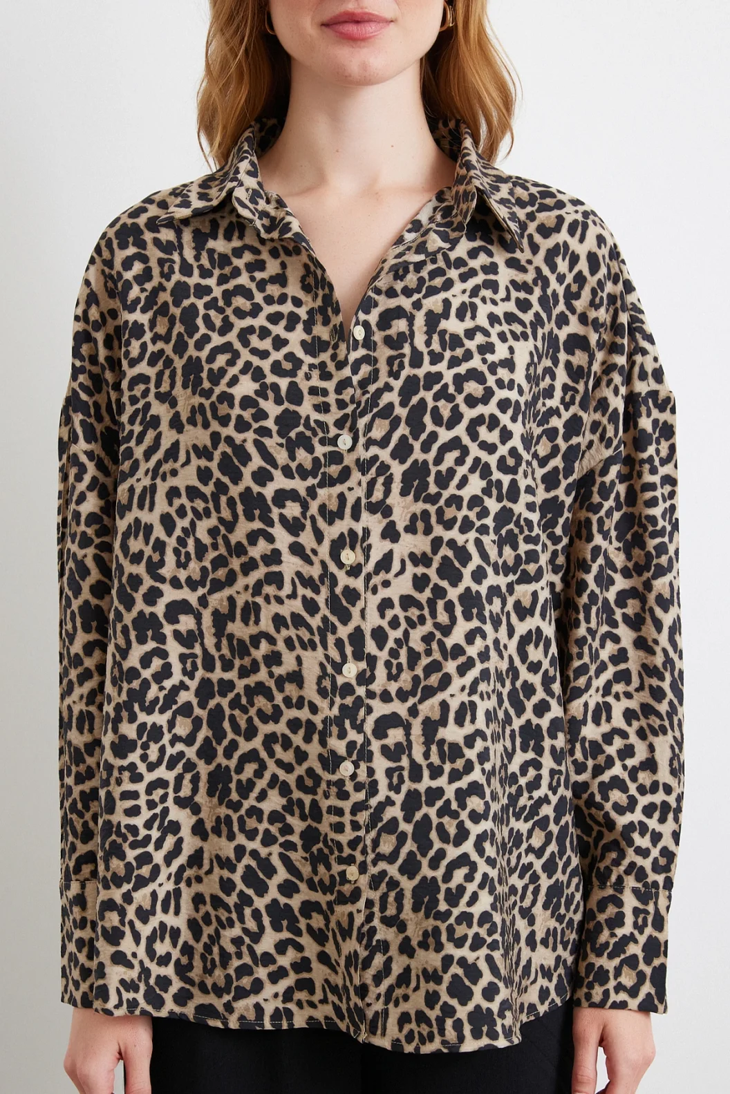 Leopardenmuster Java-Hemd Schwarz