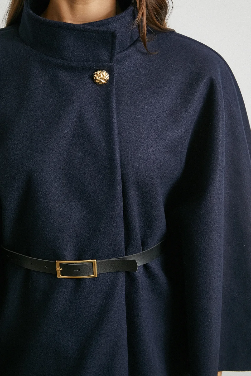 Kemerli Kaşe Panço Lacivert