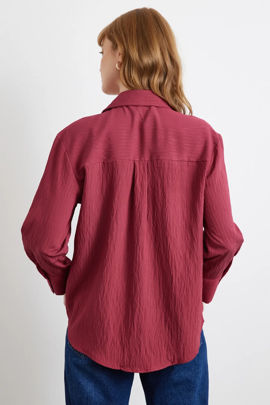 Paralel Çizgili Gömlek Bordo