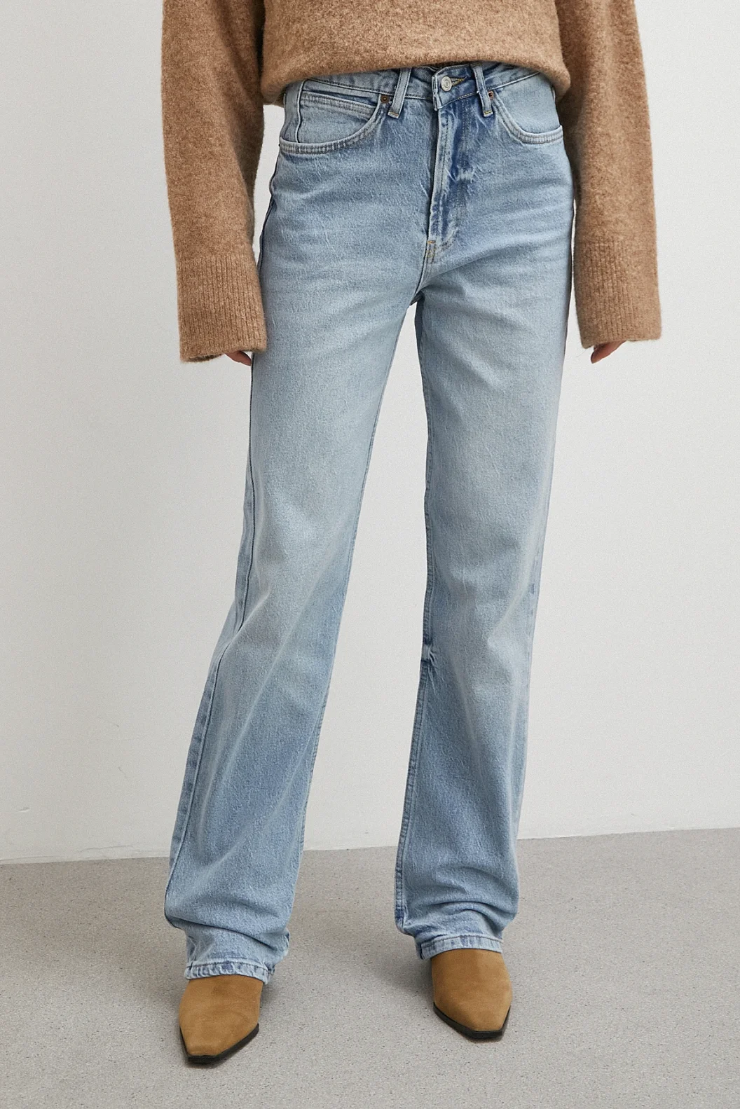 Yüksek Bel Straight Fit Jean Buz Mavisi