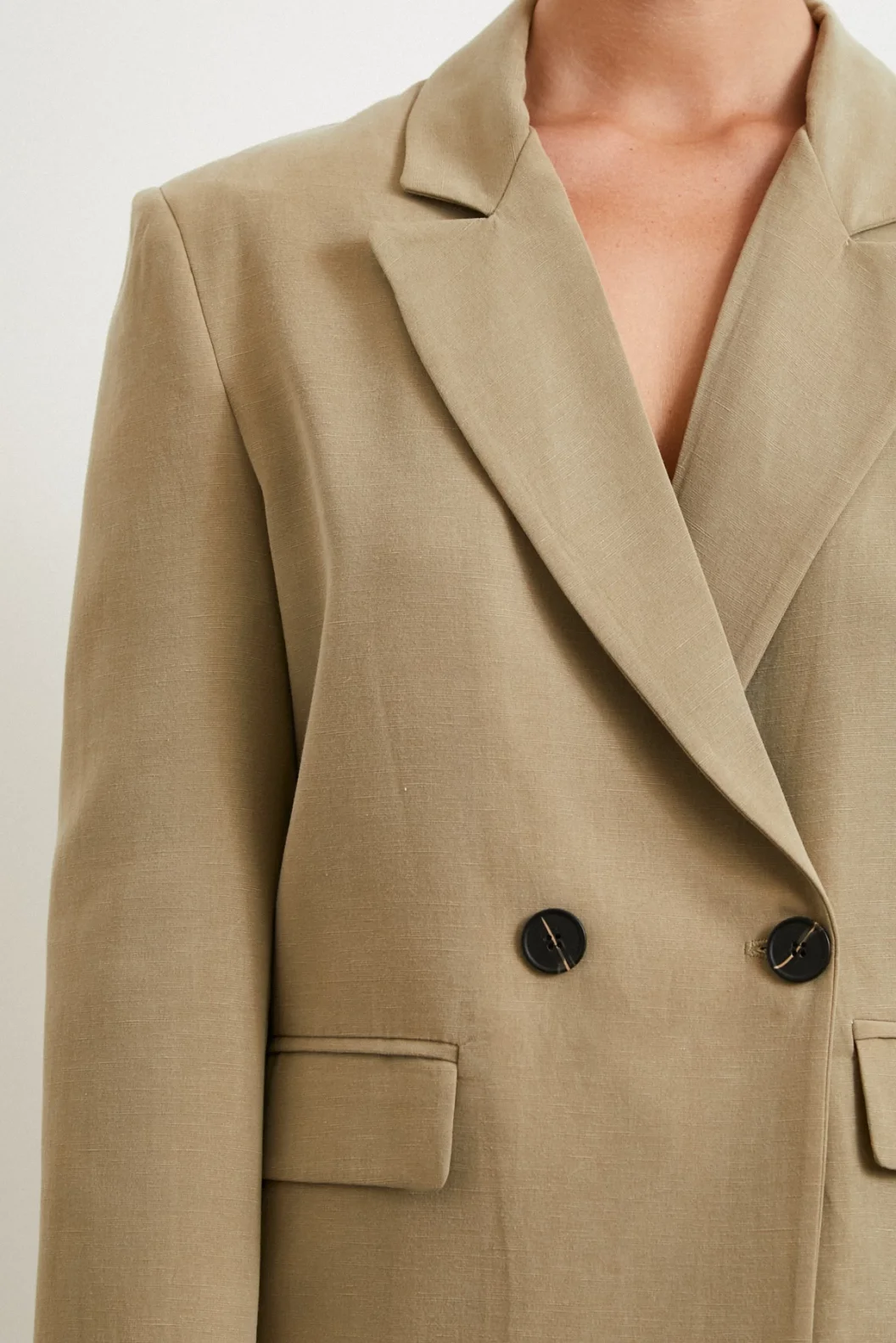 بلیزر قطني مزدوج الأزرار - اللون الخردلي