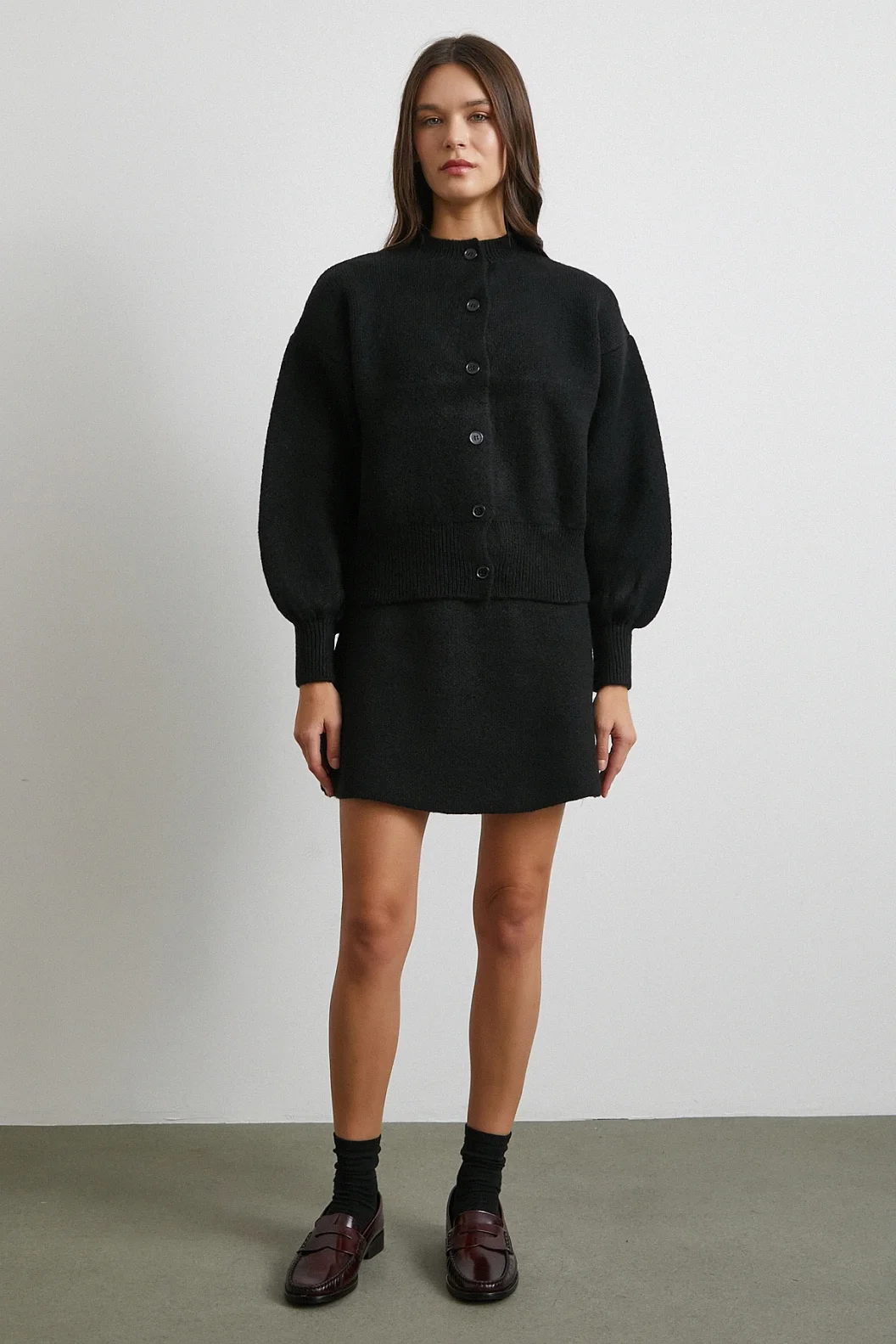 Hırka Etek Triko Takım Siyah