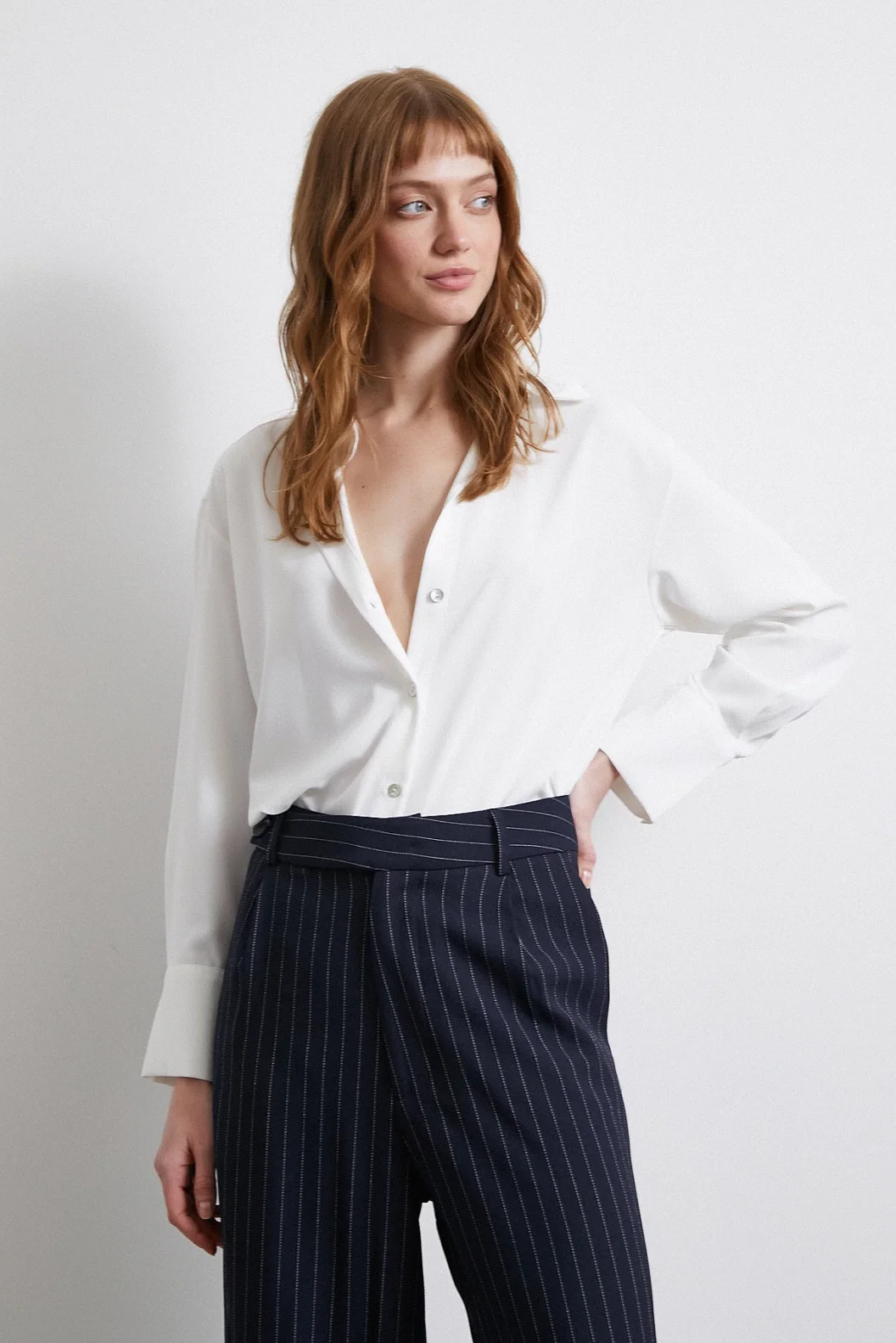 Klassische Satinbluse Ecru