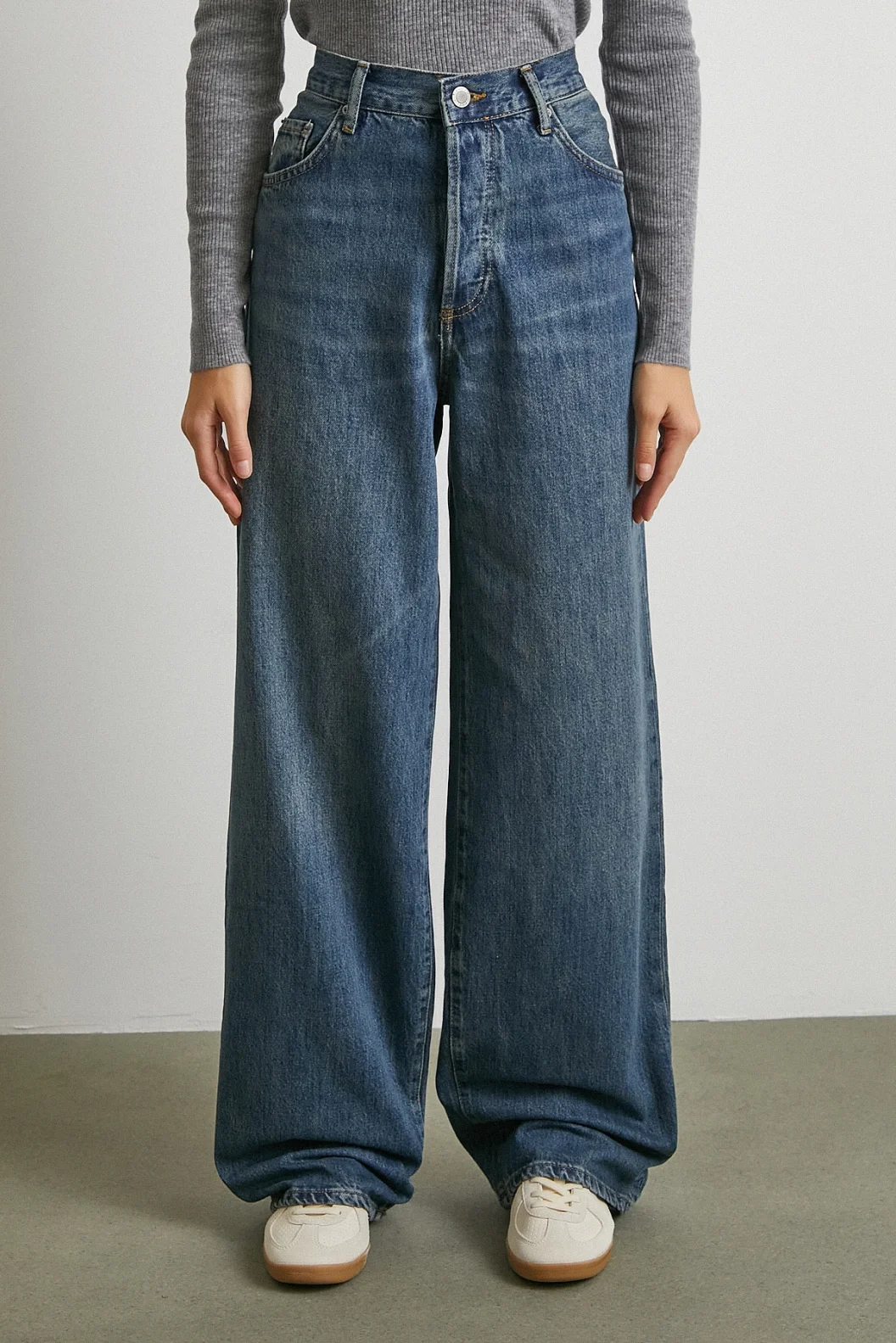 Yüksek Bel Beş Cepli Regular Fit Jean Lacivert