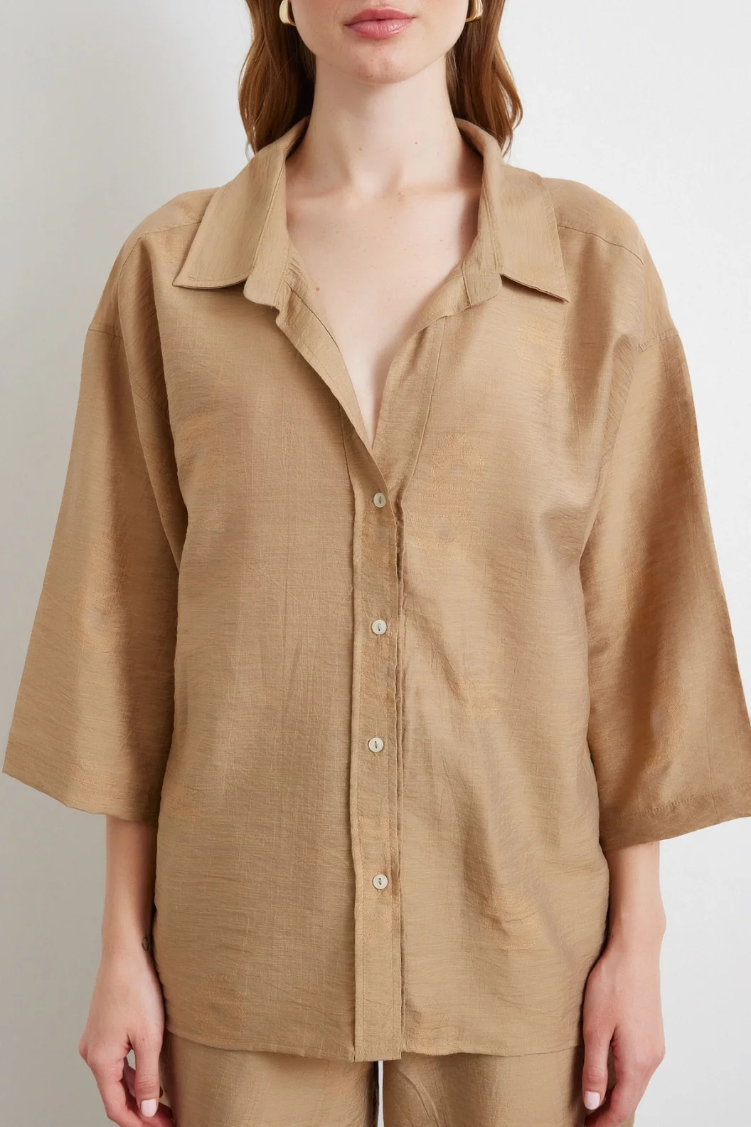 Fakir Kol Oversize Gömlek Kahve