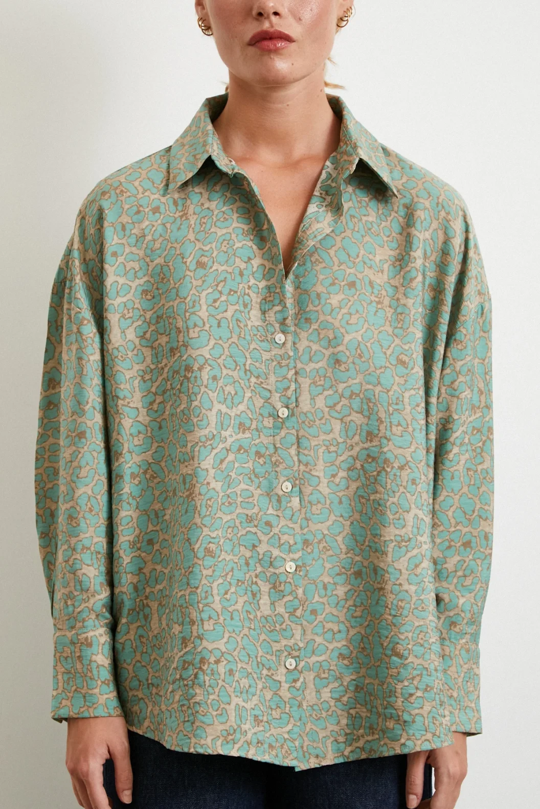 Leopar Desen Javanez Gömlek Fuşya