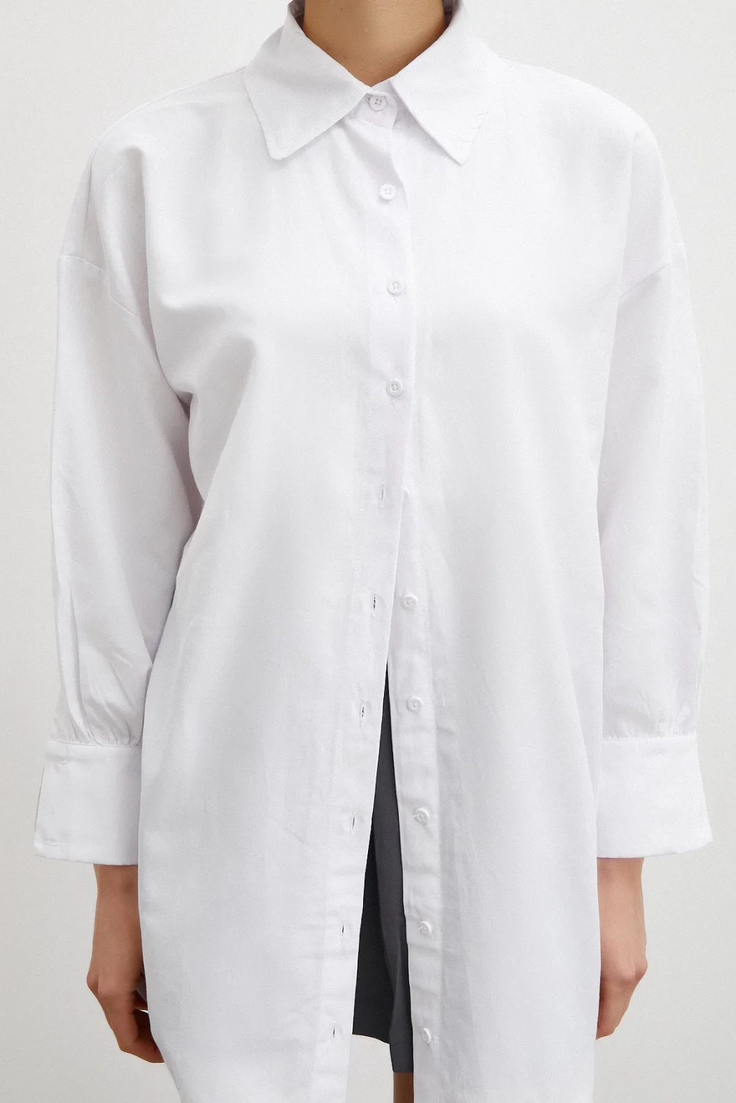 قميص تنورة فستان رمادي