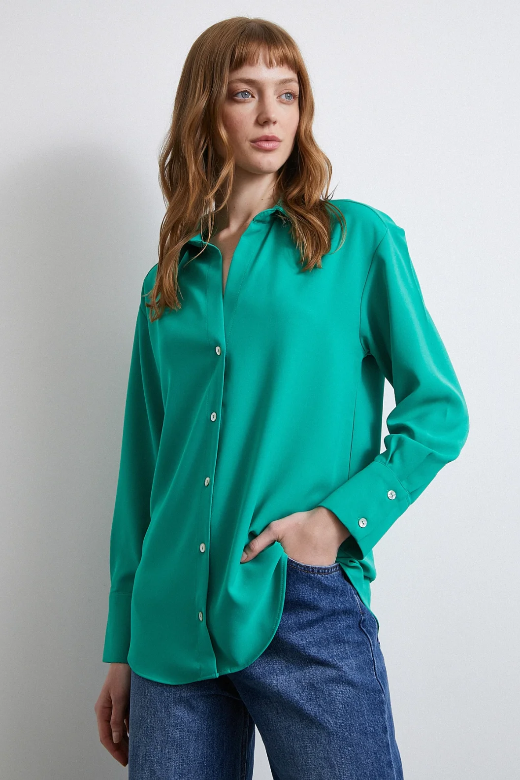 Classic Satin Shirt Green