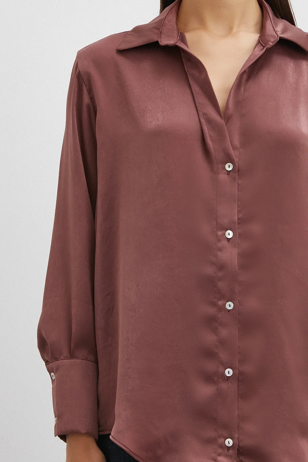 Chanel Saten Gömlek Mürdüm