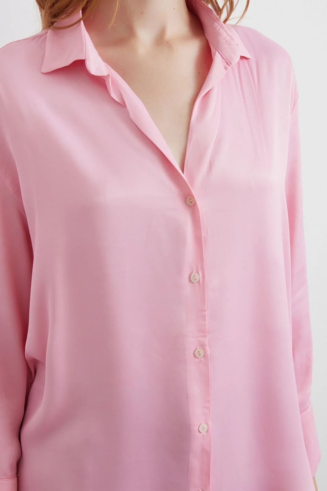 Viskon Saten Gömlek Pembe