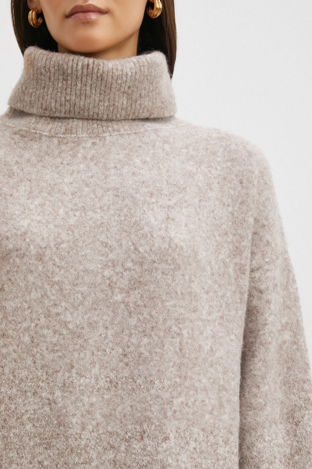 Balıkçı Yaka Uzun Kollu Kazak Gri