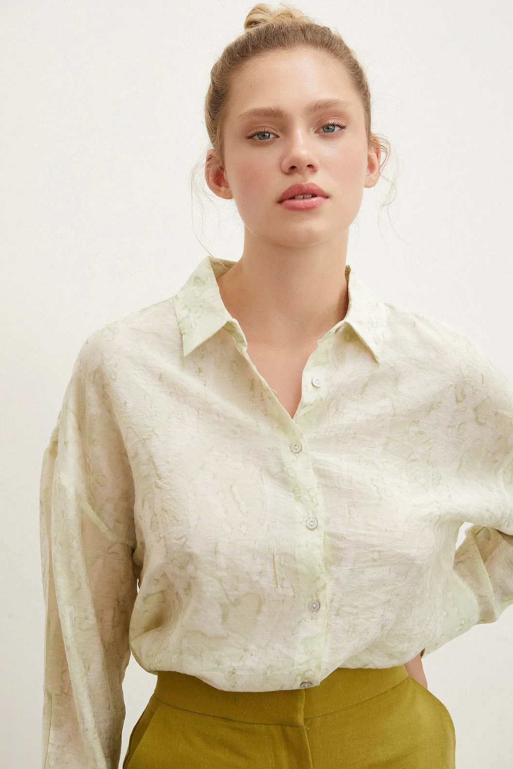 Printed Droplet Patterned Shirt Green