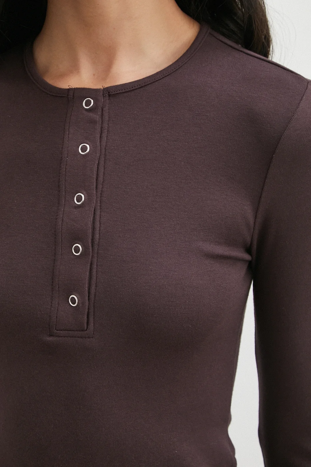 Garnili Çıtçıtlı Bluz Bordo