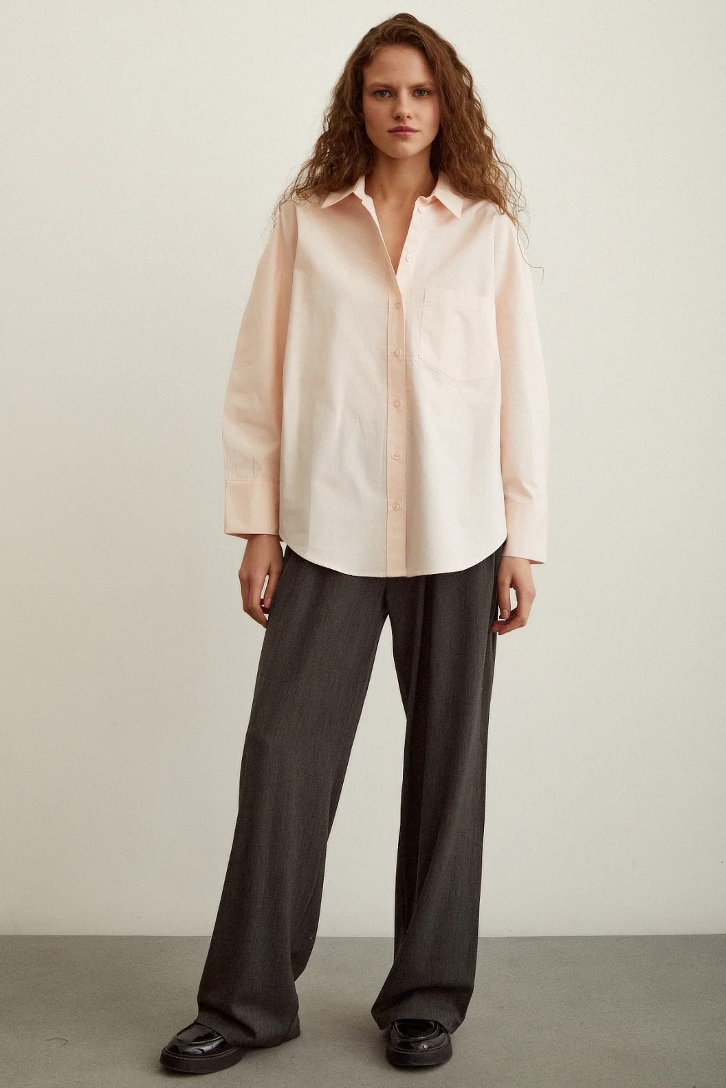 Cotton Textured Poplin Shirt Powder