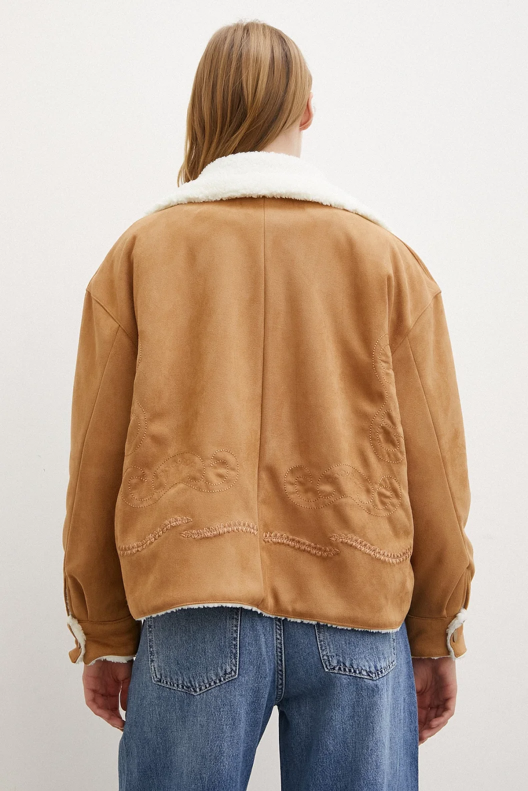 Suede Inside Plush Jacket in Taba