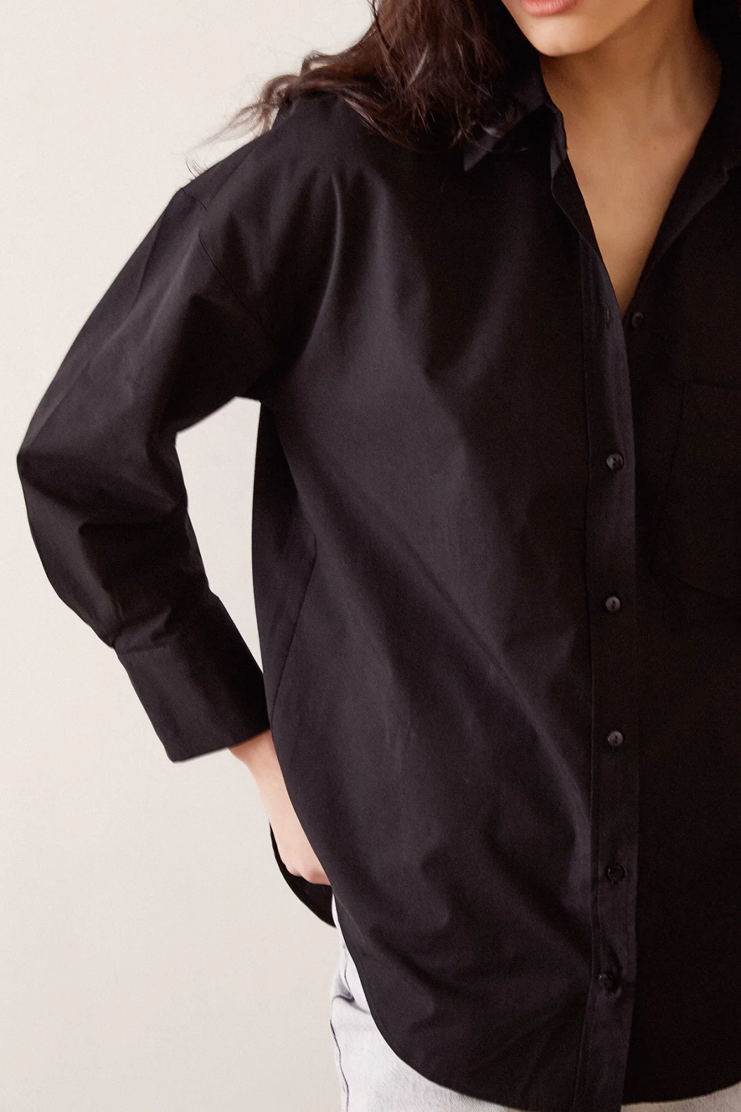 Basic Poplin Gömlek Siyah