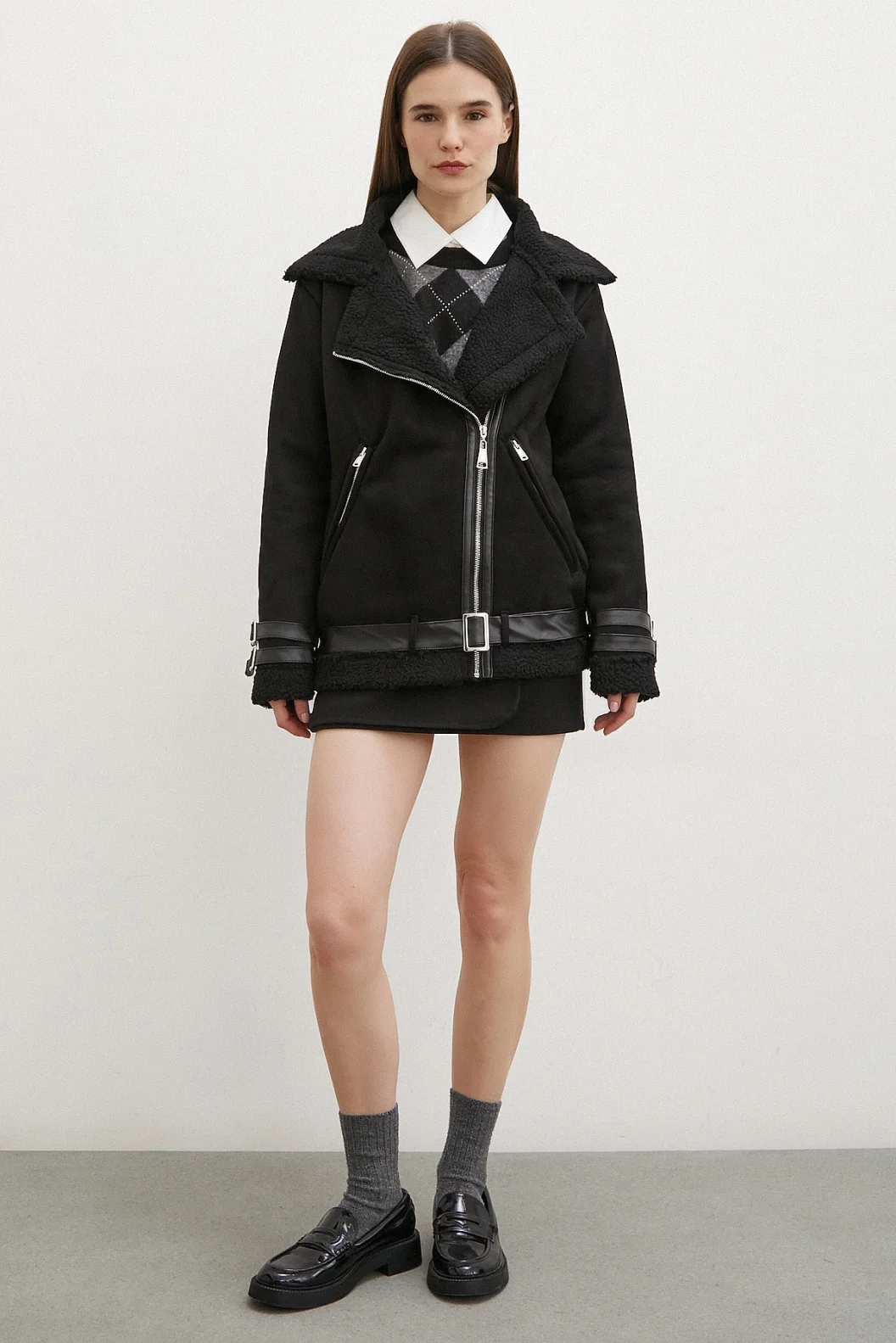 Belted Suede Jacket Black