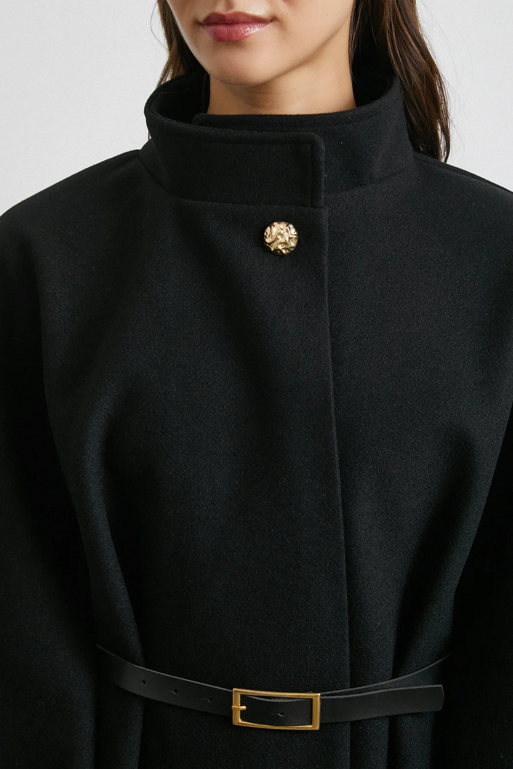 Kemerli Kaşe Panço Siyah