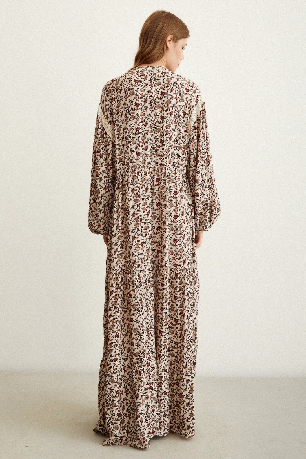 Embroidered Lace Dress Beige