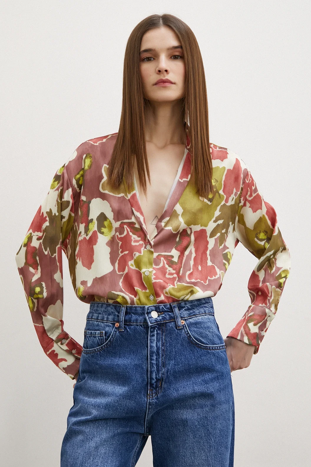 Patterned Waffle Shirt Khaki